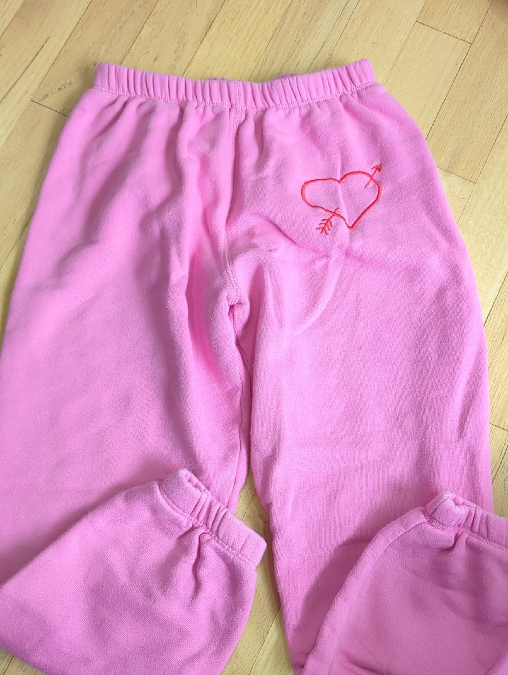 Katie J NYC Pink Fleece Jogger Sweatpants with Embroidered Heart